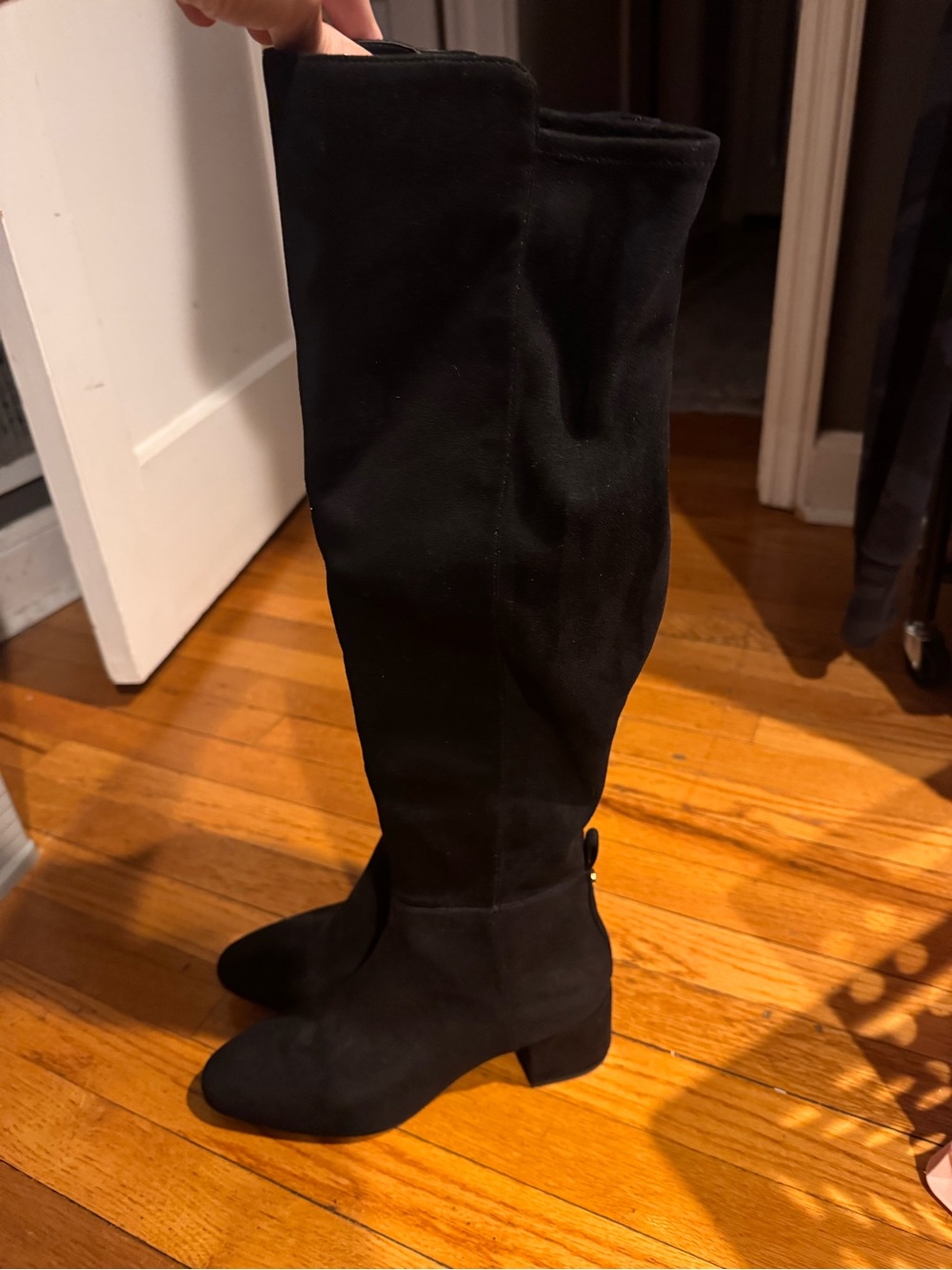 Michael Kors Black Suede Over-the-Knee Block Heel Boots